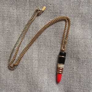Kenneth Jay Lane Lipstick Pendant Chain Necklace